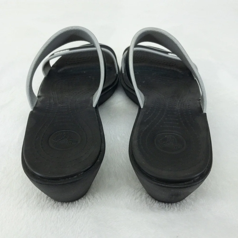 Crocs Madeira Wedge Slide Sandals Womens Size 10 Black Slip On
